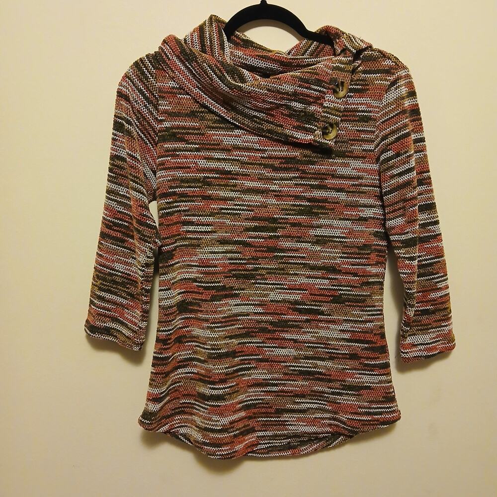 Women's Ruby Rd Colorful Artsy Mock Neck Boho Sweater XS